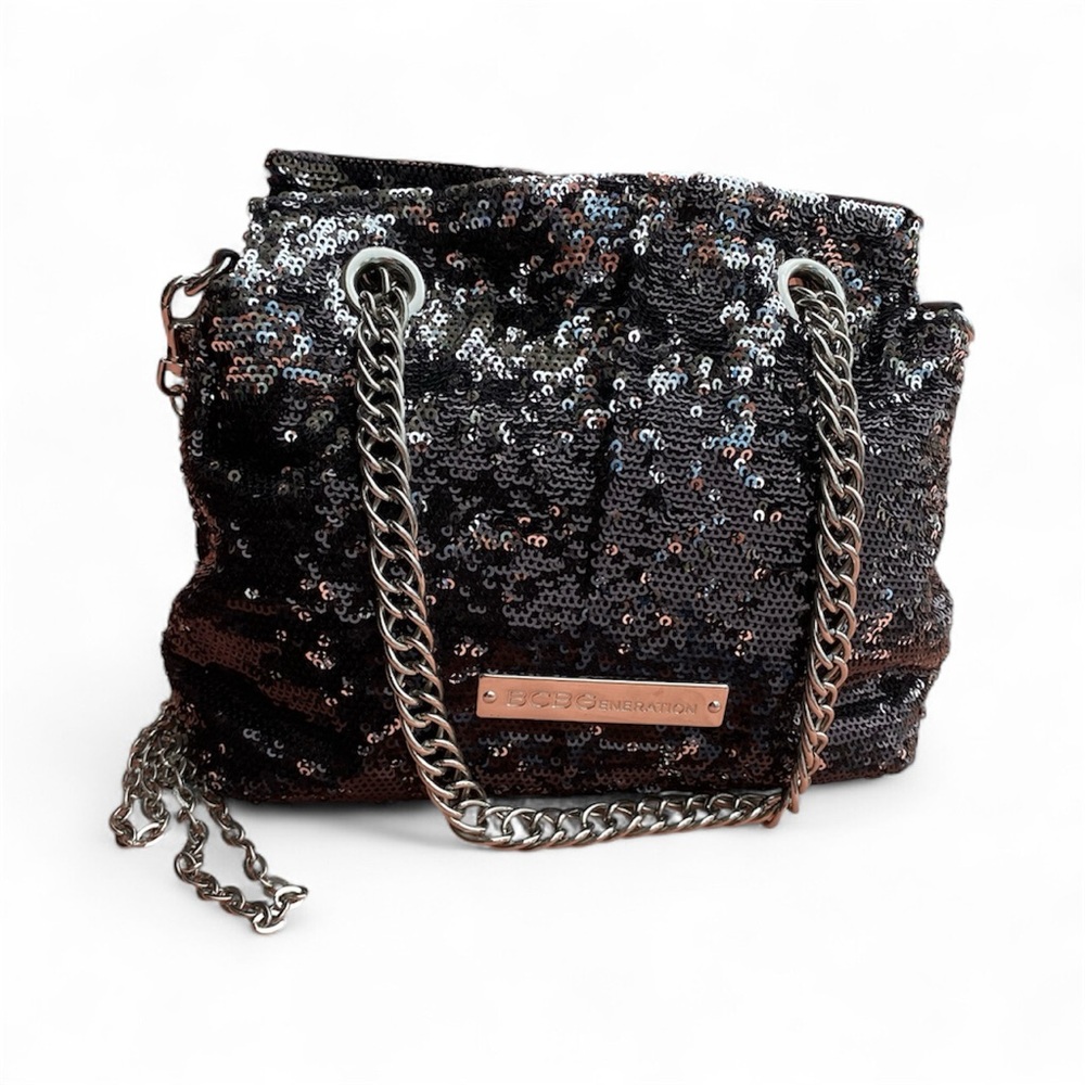 Vintage BCBG Black & Silver Sequin Mini Purse